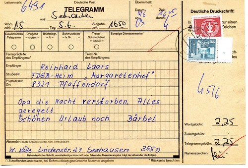 Ddr telegramm von 355 - telegramm,